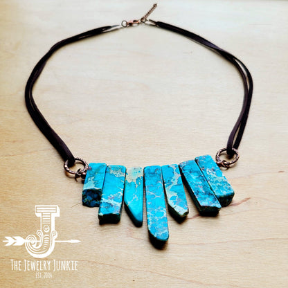 Imperial Jasper Slab Necklace with Genuine Leather 252j