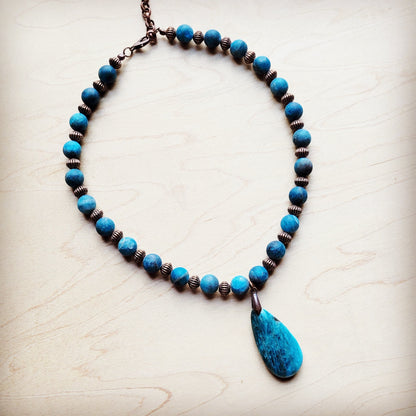 Ocean Agate Collar Necklace w/ Pendant 260c