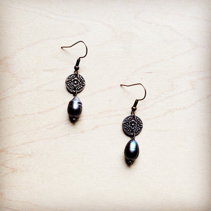 Genuine Freshwater Gray Pearl Earrings 225j