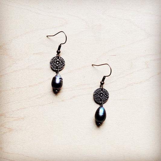 Genuine Freshwater Gray Pearl Earrings 225j