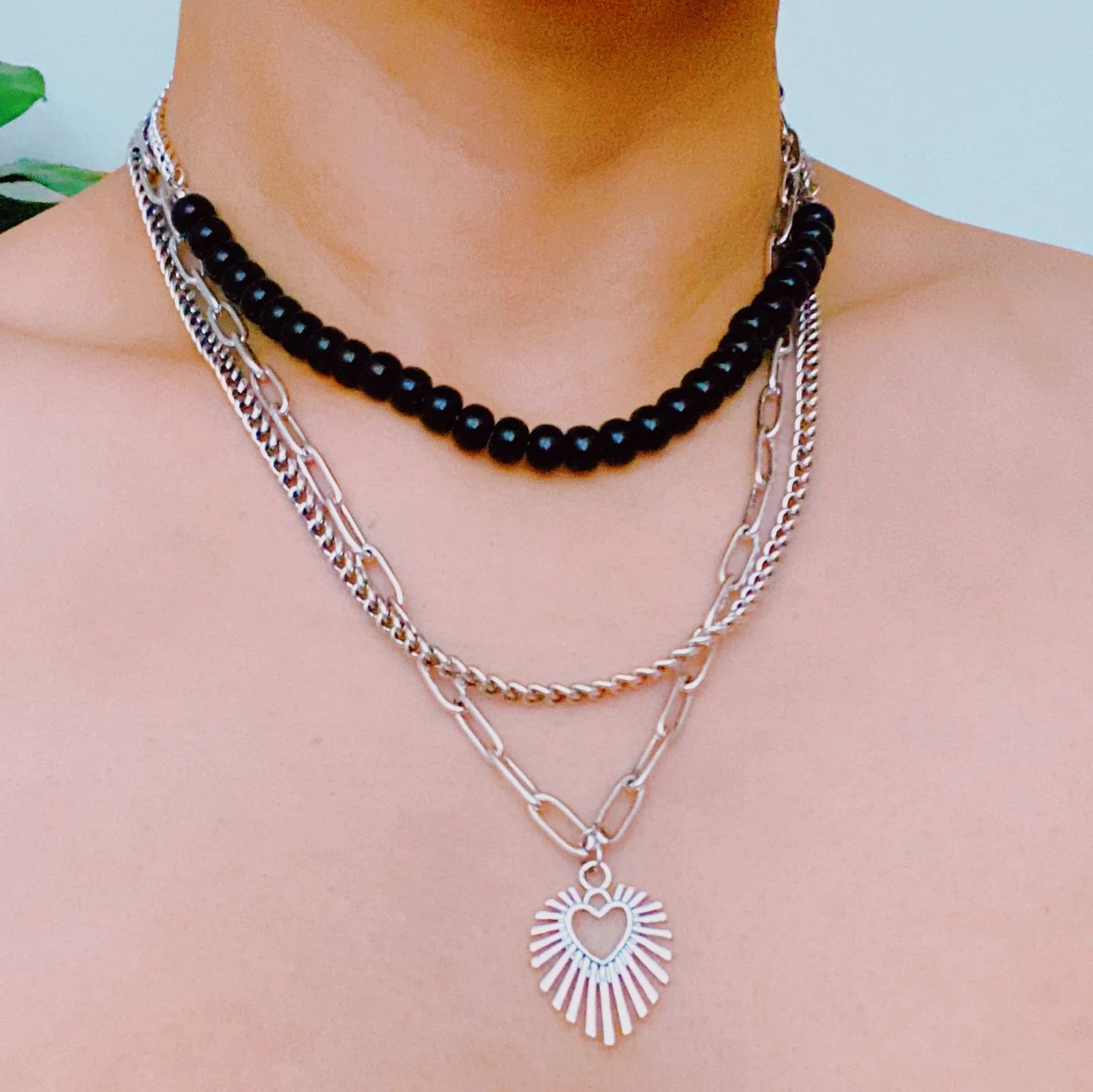 Resin Bead - Heart Layered Necklace