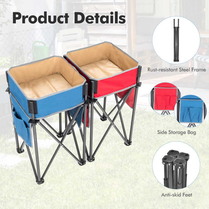 2 Folding Camping Storage Bin Tables