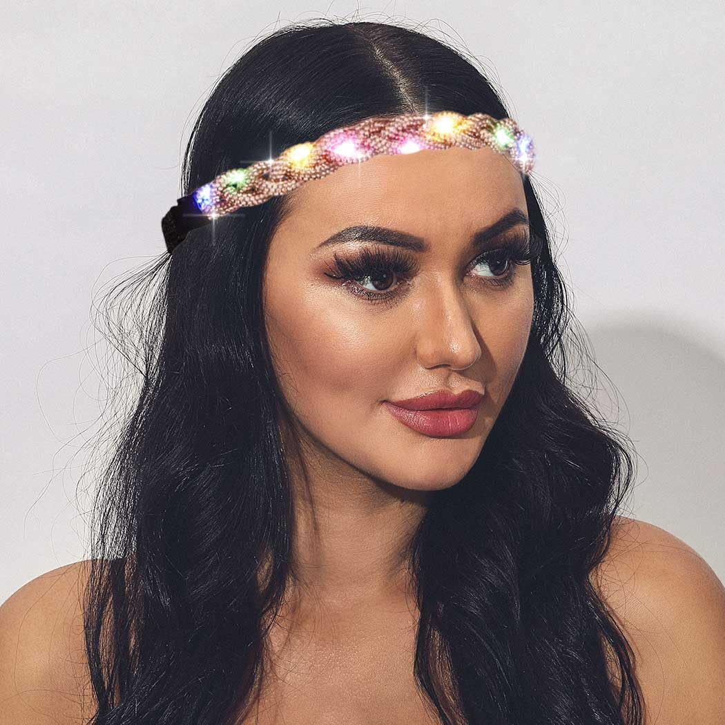 Light Up Gold Glow Rhinestone Headband