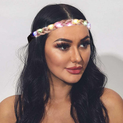 Light Up Gold Glow Rhinestone Headband