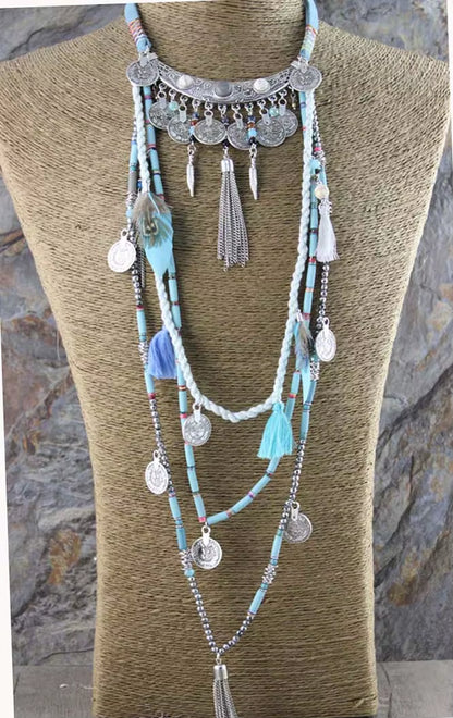 Gypsy Statement Vintage Long Boho Necklace Tribal