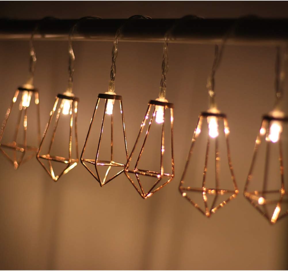 Geometric String Lights Warm White, 10 LED 6.6 Ft 