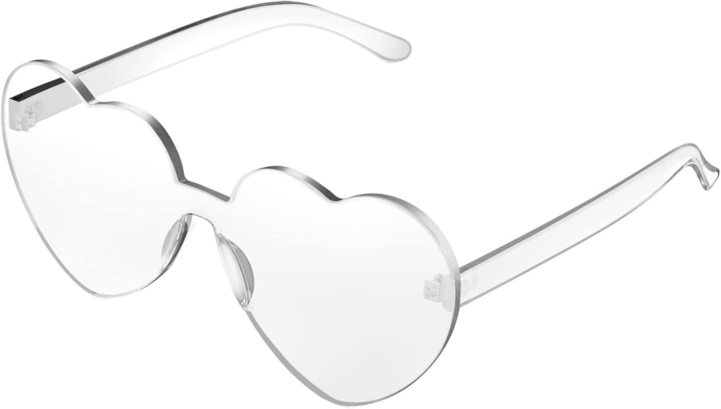 Heart Shape Sunglasses Rimless Transparent Heart Glasses Colorful Party Favors