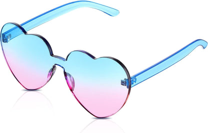 Heart Shape Sunglasses Rimless Transparent Heart Glasses Colorful Party Favors