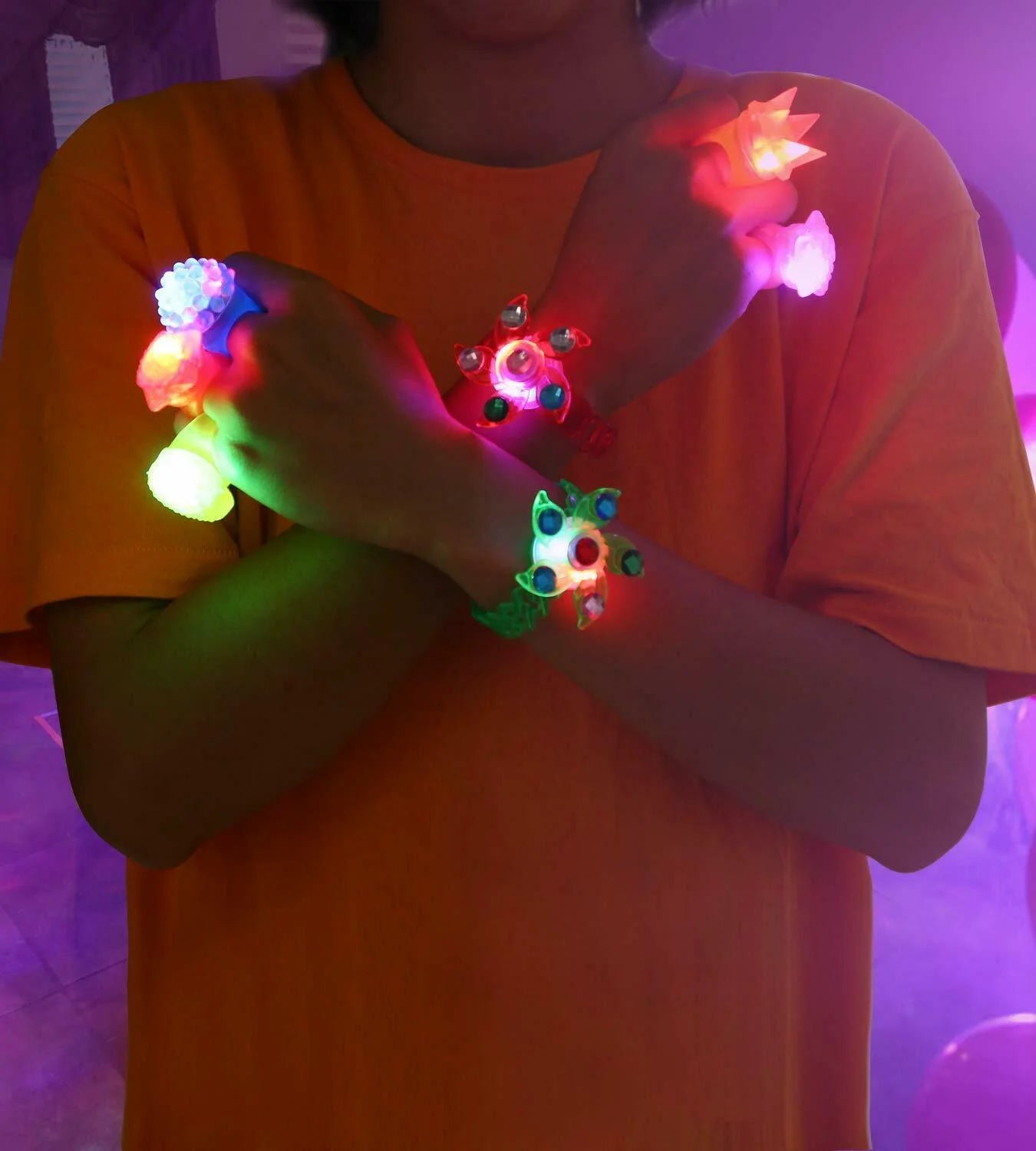 Light Up Rings and LED Bracelets Glow in the Dark, 36 Pack