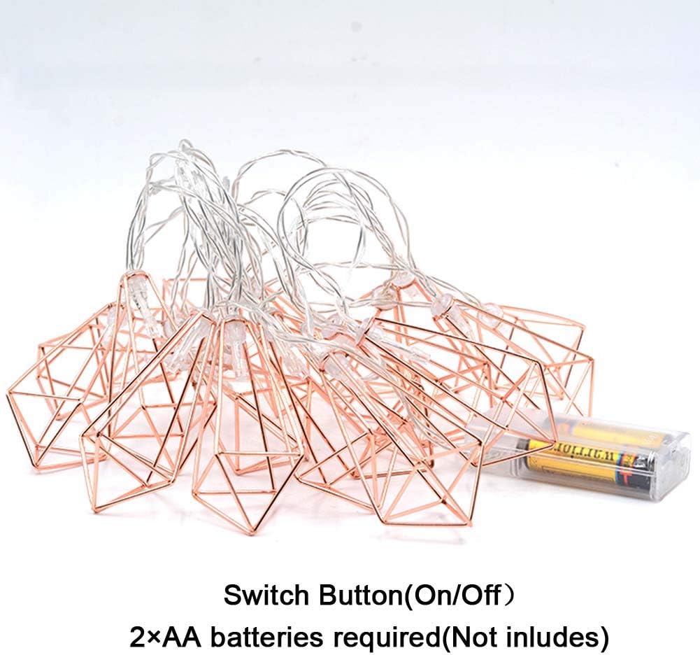 Geometric String Lights Warm White, 10 LED 6.6 Ft 