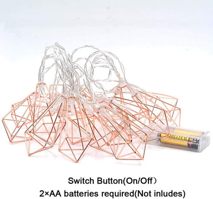 Geometric String Lights Warm White, 10 LED 6.6 Ft 