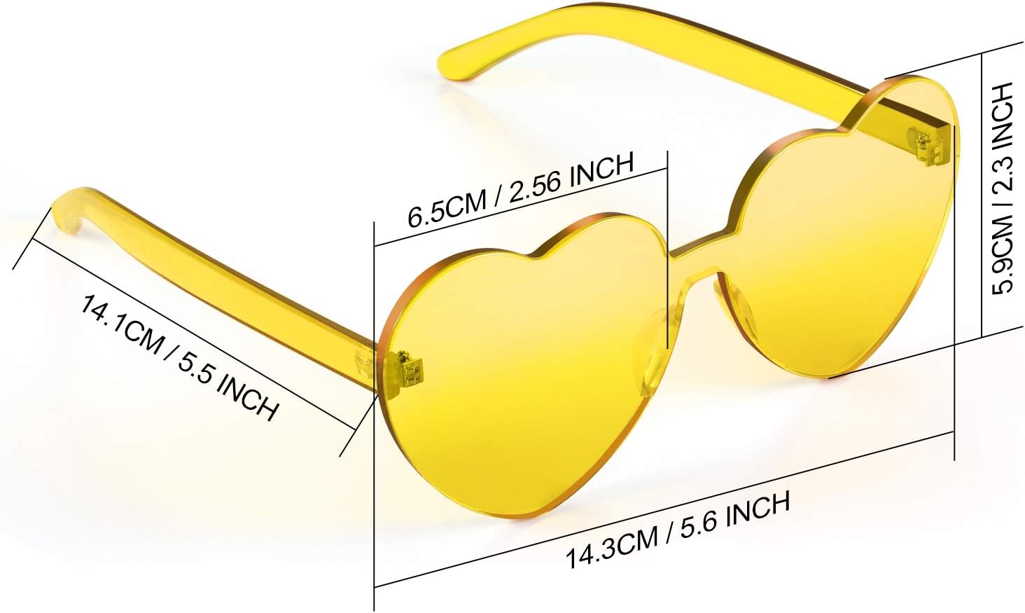 Heart Shape Sunglasses Rimless Transparent Heart Glasses Colorful Party Favors