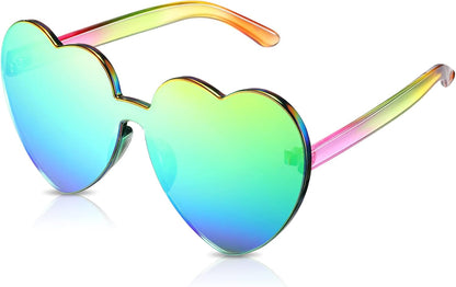 Heart Shape Sunglasses Rimless Transparent Heart Glasses Colorful Party Favors