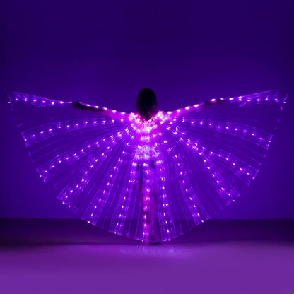 Glow Angel Light Up Dance Wings with Telescopic Sticks Flexible Rods 
