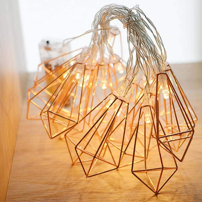 Geometric String Lights Warm White, 10 LED 6.6 Ft 