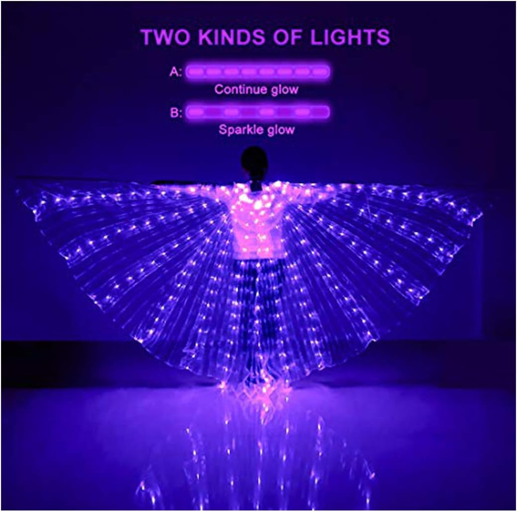 Glow Angel Light Up Dance Wings with Telescopic Sticks Flexible Rods 