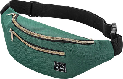 Fanny Pack for Men Women - Many Prints - Black Holographic Silver Gold Cute Waist Bag for Festival Rave Hiking Running Cycling