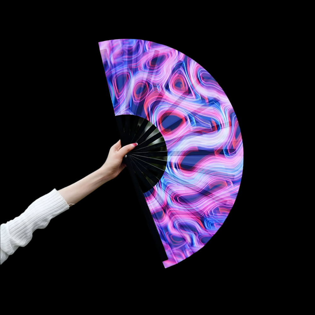 33Cm Large Folding Hand Rave Fan Chinease/Japanese Gradient Colorful Reflective Foldable Fan Music Festival Fan Dance Fan Gifts