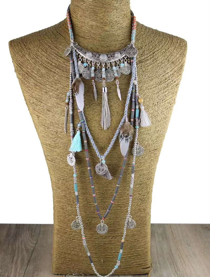 Gypsy Statement Vintage Long Boho Necklace Tribal