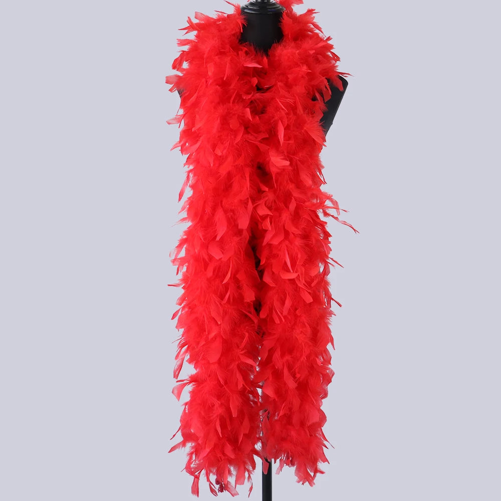 40G 60G 90G Red Turkey Feathers Boa 2Yards Fluffy Chandelle Plumes Shawl Scarf for Carnival Party Dress Clothes Decoration Craft