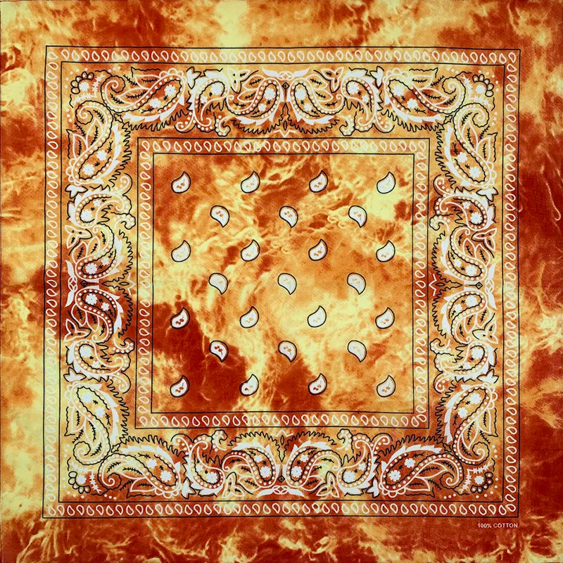 Tie Dye Cashew Paisley 100% Cotton Square Bandana