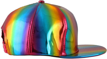 Adjustable Shiny Holographic Baseball Cap Rainbow Reflective Hip Hop Rave Hat Metallic Casual Cap