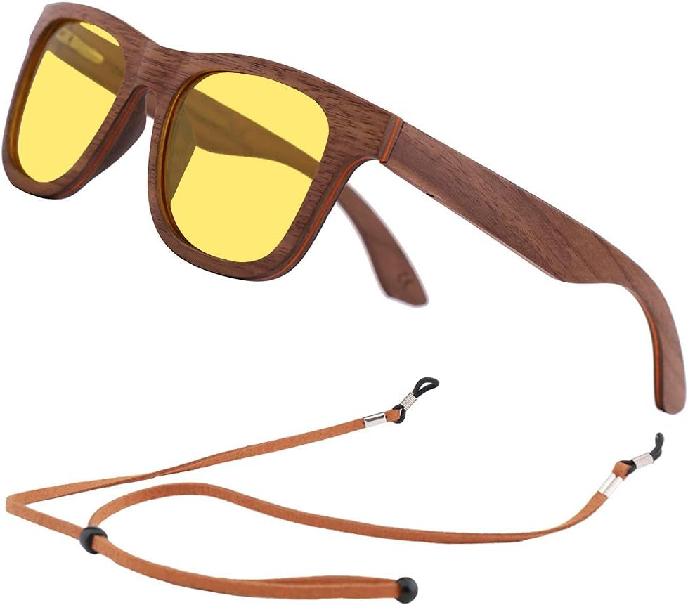 Polarized Wood Sunglasses Men, Wooden Bamboo Sunglasses for Women