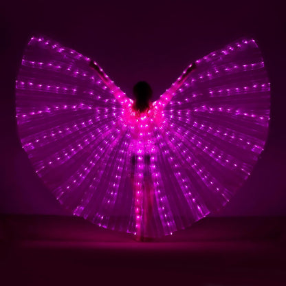 Glow Angel Light Up Dance Wings with Telescopic Sticks Flexible Rods 