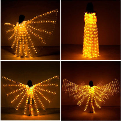 Glow Angel Light Up Dance Wings with Telescopic Sticks Flexible Rods 