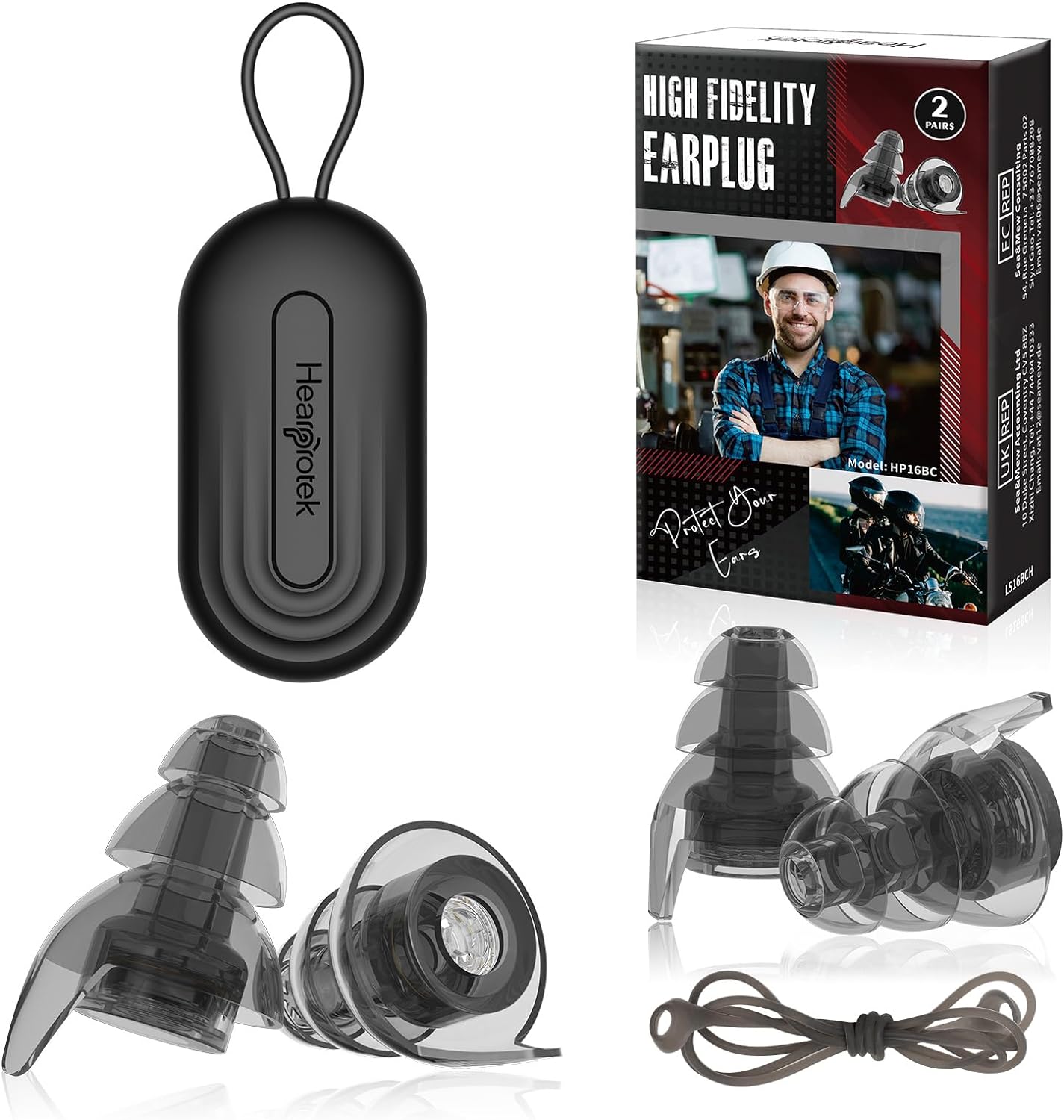 Reusable Concert Ear Plugs, 2-Pairs High Fidelity Sound Reduction