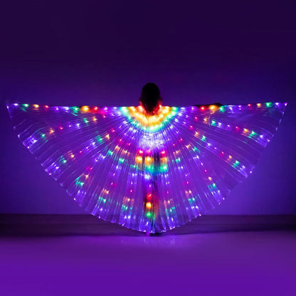 Glow Angel Light Up Dance Wings with Telescopic Sticks Flexible Rods 