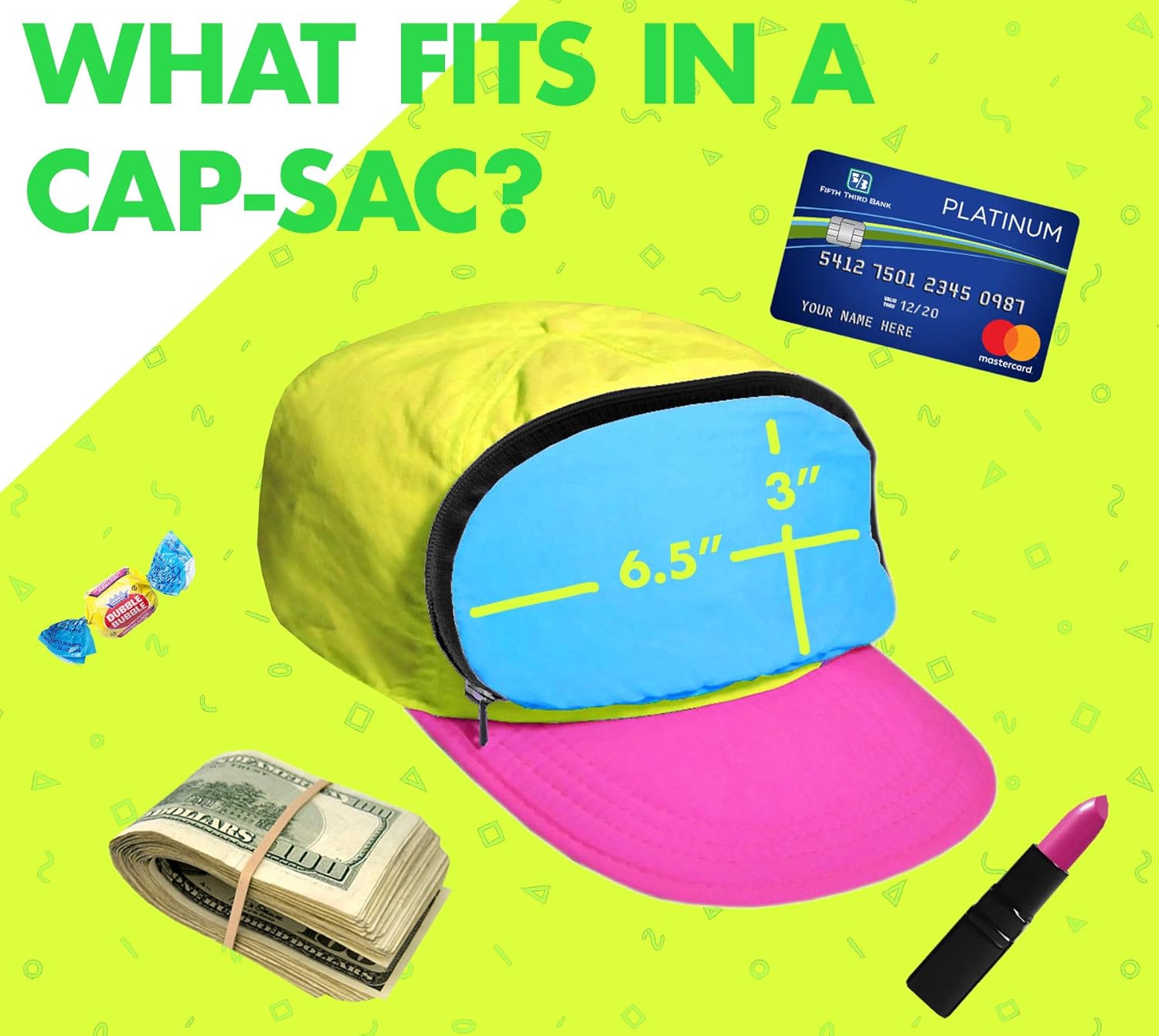 Retro 80S/90S Fanny Pack Hat with Hidden Zipper Pocket | Adjustable Festival & Rave Cap for Men & Women