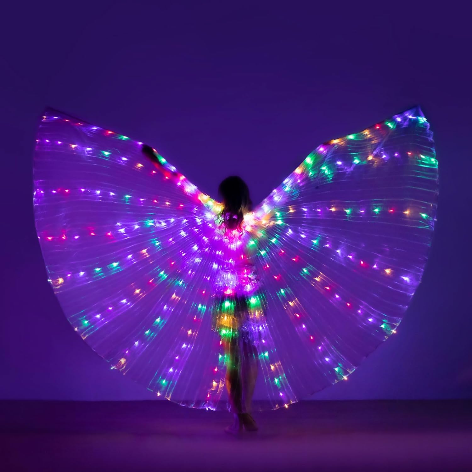 Glow Angel Light Up Dance Wings with Telescopic Sticks Flexible Rods 