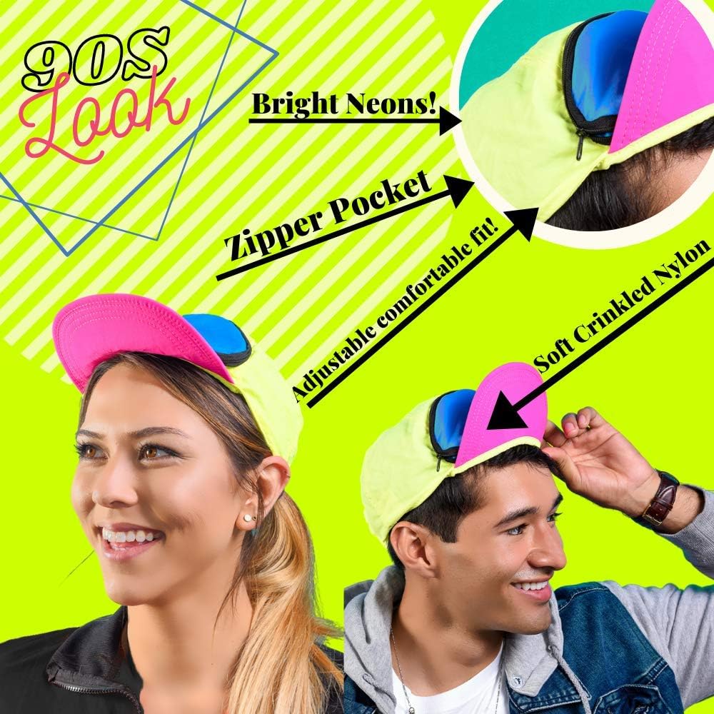 Retro 80S/90S Fanny Pack Hat with Hidden Zipper Pocket | Adjustable Festival & Rave Cap for Men & Women