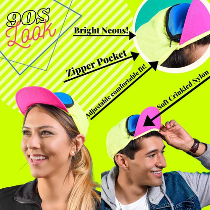Retro 80S/90S Fanny Pack Hat with Hidden Zipper Pocket | Adjustable Festival & Rave Cap for Men & Women