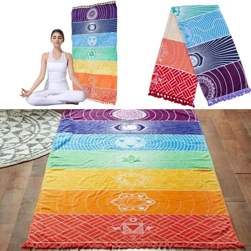 Bohemia India Mandala Blanket - 7 Chakra Stripes 