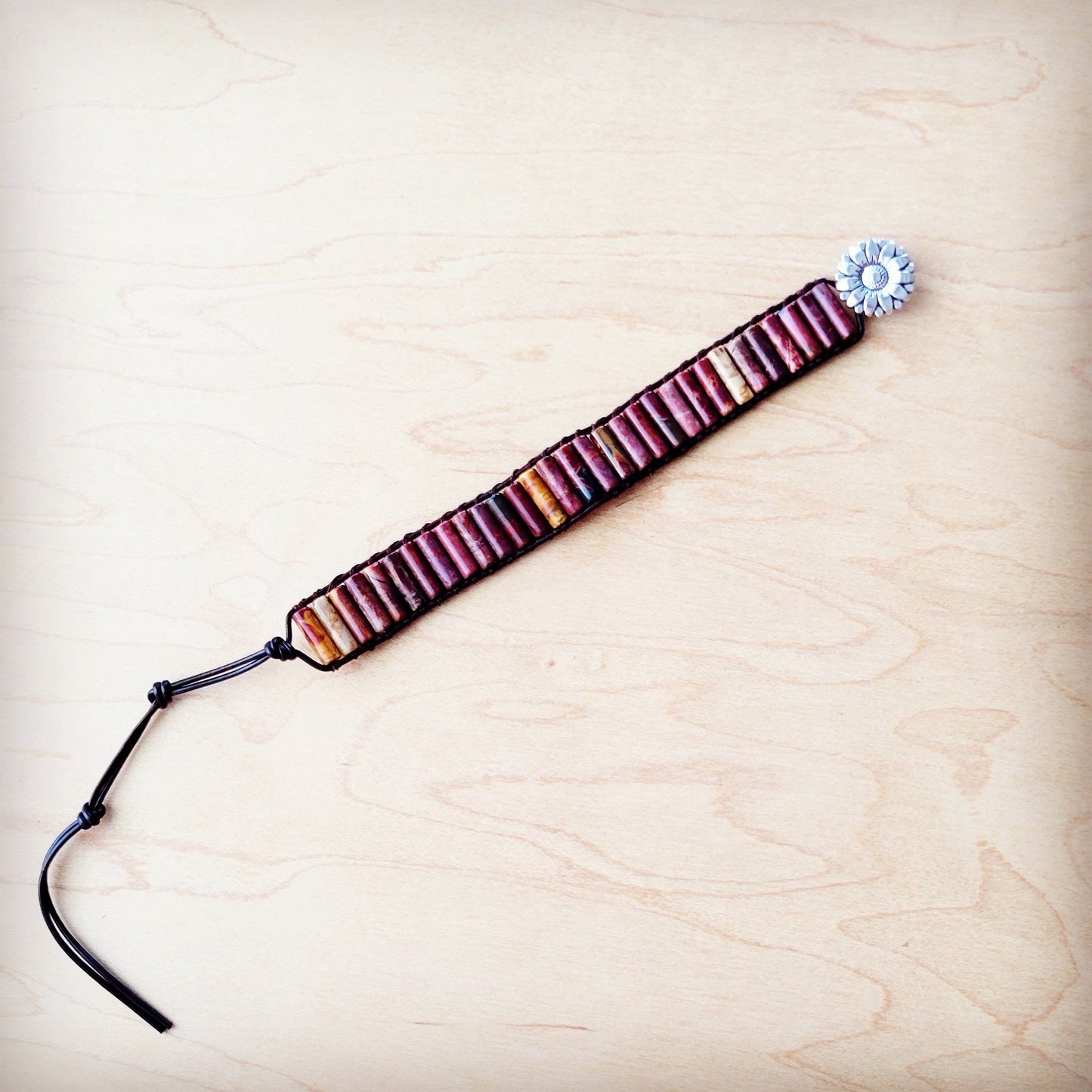 Woven Picasso Stacked Stone Beaded Bracelet 810n