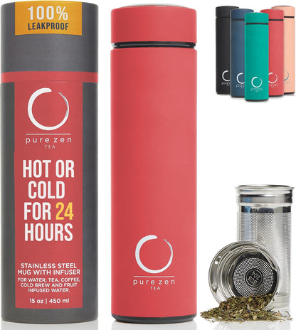 Thermos with Tea Infuser for Hot and Cold Infusions - Stainless Steel