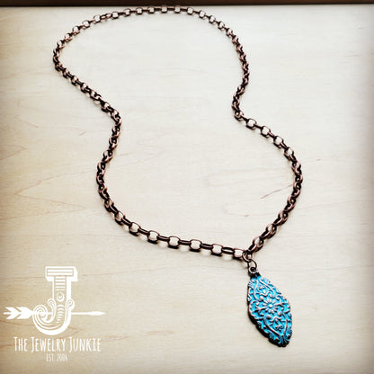 Antique Layering Necklace w/ Burnished Filigree Pendant 258t