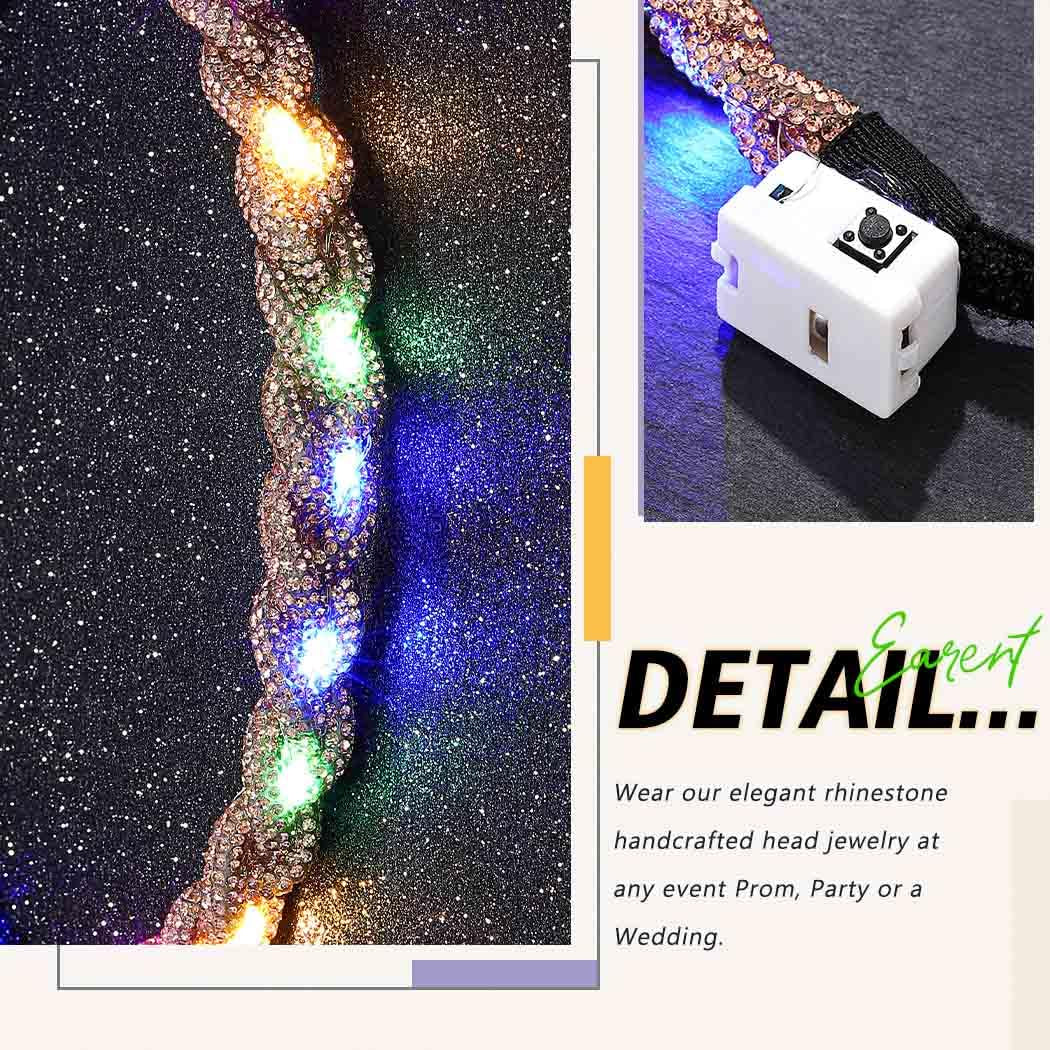 Light Up Gold Glow Rhinestone Headband