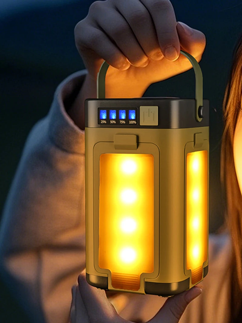 Foldable Camping Light with Power Bank, Rechargeable 