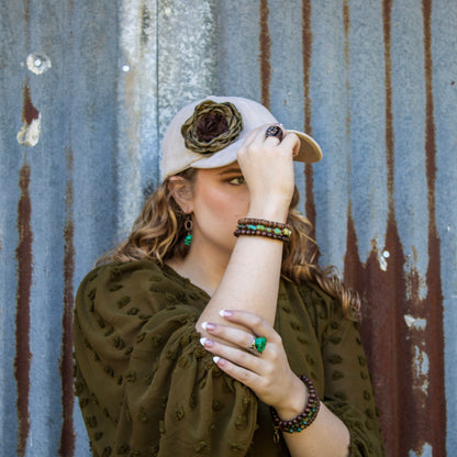 Genuine HuBei Natural Turquoise Beaded Bracelet w/ Copper 810g