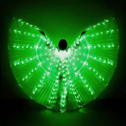 Glow Angel Light Up Dance Wings with Telescopic Sticks Flexible Rods 