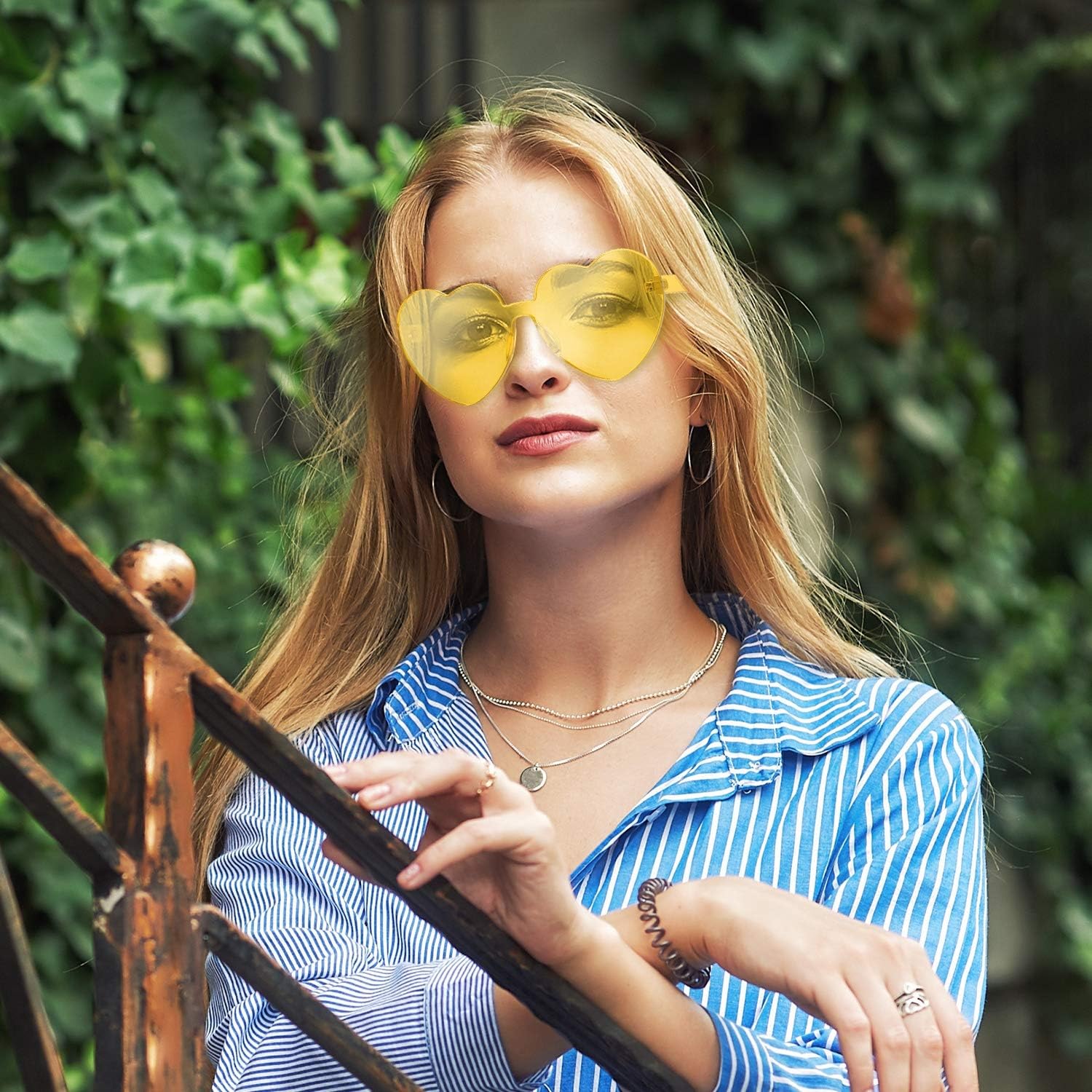 Heart Shape Sunglasses Rimless Transparent Heart Glasses Colorful Party Favors