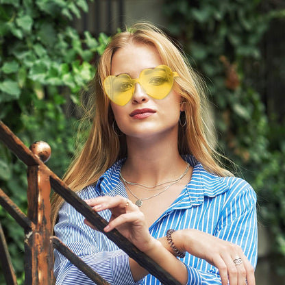 Heart Shape Sunglasses Rimless Transparent Heart Glasses Colorful Party Favors