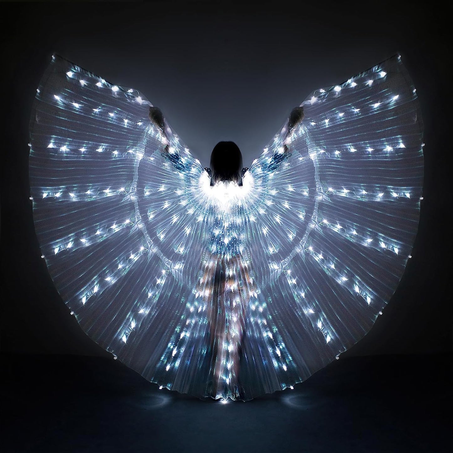 Glow Angel Light Up Dance Wings with Telescopic Sticks Flexible Rods 