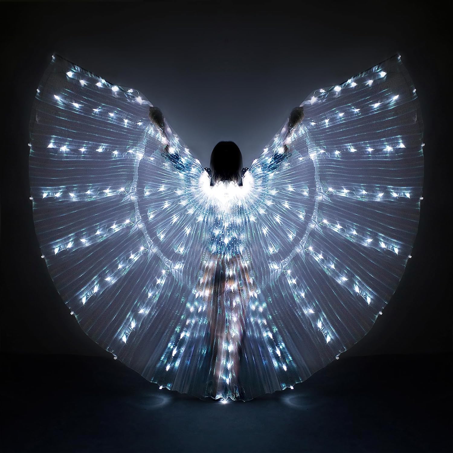 Glow Angel Light Up Dance Wings with Telescopic Sticks Flexible Rods 