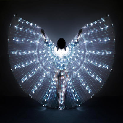 Glow Angel Light Up Dance Wings with Telescopic Sticks Flexible Rods 