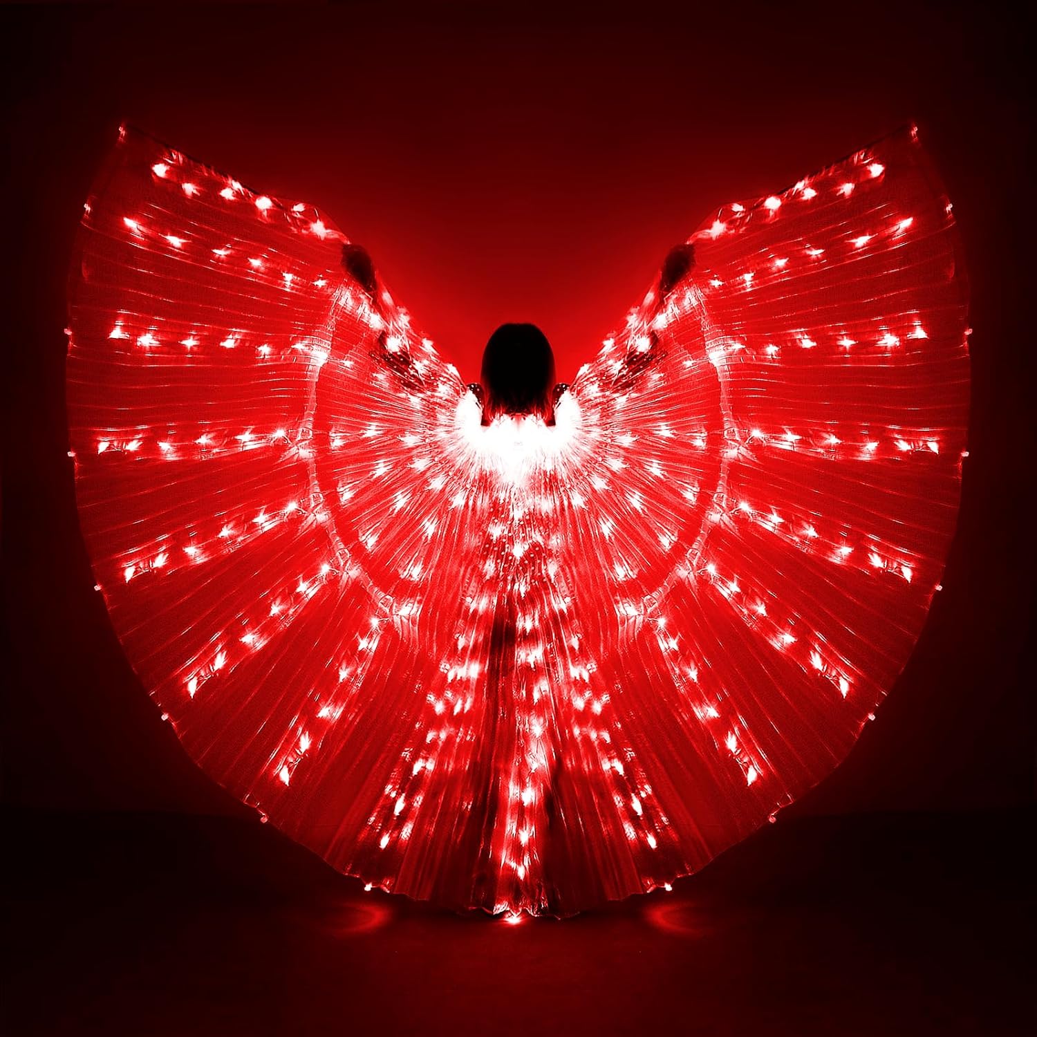 Glow Angel Light Up Dance Wings with Telescopic Sticks Flexible Rods 