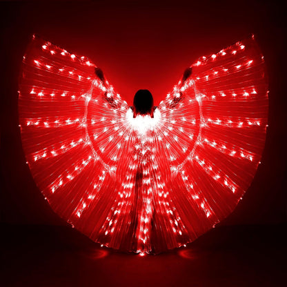 Glow Angel Light Up Dance Wings with Telescopic Sticks Flexible Rods 